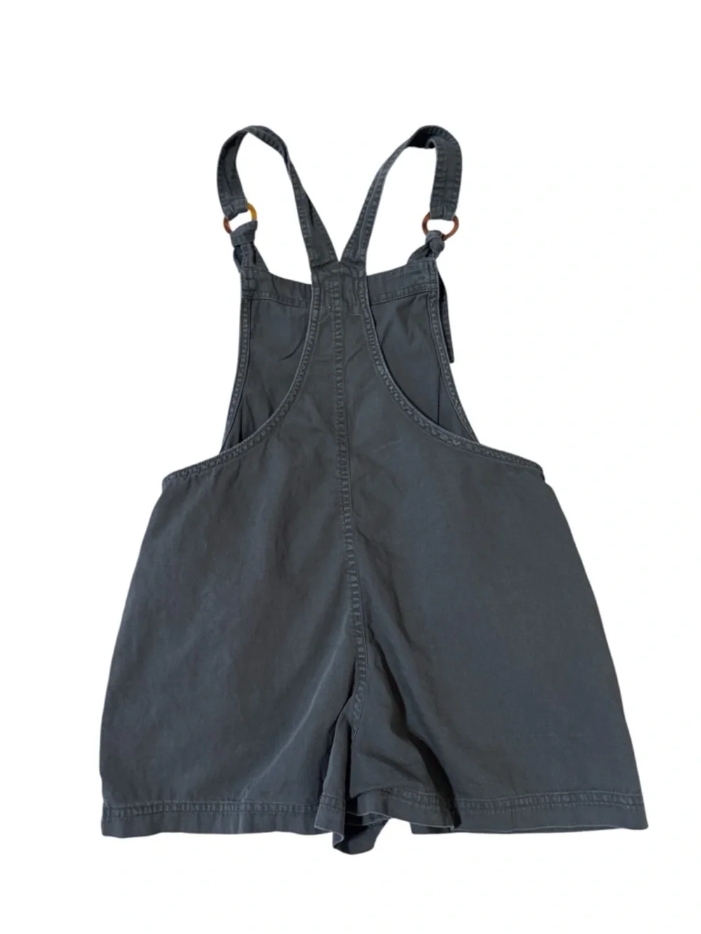 aerie Black Grey Denim Short Overalls - Picture 6 of 8